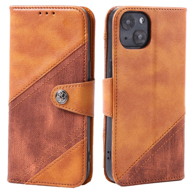 For iPhone 15 Pro Max Crazy Horse Texture Splicing PU Leather Phone Case Stand Wallet Flip Cover For iPhone 15 Pro Max Crazy Horse Texture Splicing PU Leather Phone Case Stand Wallet Flip Cover
